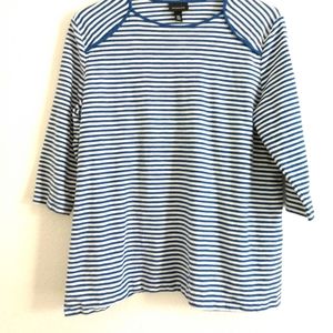 Who What Wear Blue White Striped Top Coastal Nautical Juniors XL Chest 40"